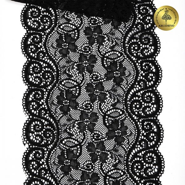Кружево бельевое эластичное 180 мм / 25 м, YSTL00578, цв.02 черный, Kruzhevo