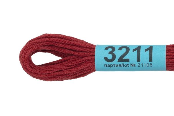 Мулине Gamma 100% хлопок, цв.3211 гр.вишневый, 24 мотка по 8 метров