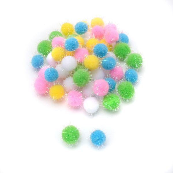 Помпоны с блестками Пастель ⌀25мм, 5 цветов, 50 шт, Astra&Craft