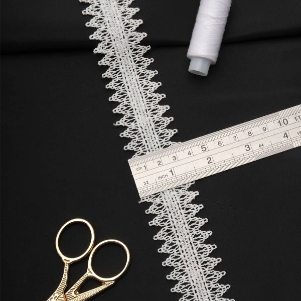 Кружево гипюр (плетёное) 35 мм / 13.7 метров, белый, 3AR1308