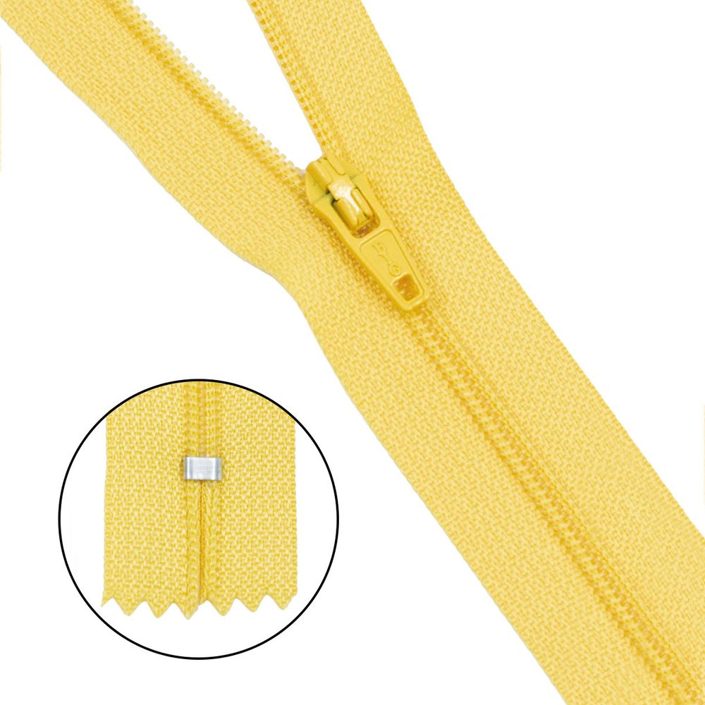 Молния спираль (витая) брючная Т3 (3 мм) 1 зам., н/раз., 20 см, автомат, яр.желт, 30113, 10 шт