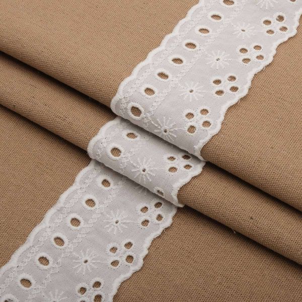 Кружево шитьё 55 мм / 13.7 метров, хлопок, (белый), 3AR2351