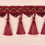 Бахрома отделочная широкая 100.0 мм / 10 метров, с кистями, 6152-0327, цв.6393 красный