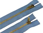 Молния металл (цв.SBS) джинсовая Т4 (4 мм) 1 зам., н/раз., 20 см, S-277 голубой (звено: золото), уп.100 шт