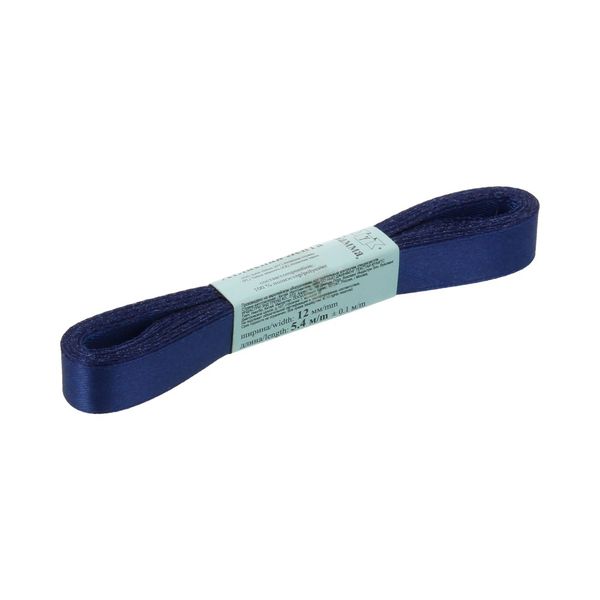 Лента атласная 1-сторонняя 12.0 мм / 10 шт по 5.4 метра, №116 т-синий, Gamma AL-12P