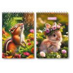 Блокнот на гребне, выборочный лак, A5 60 л., 4 шт, клетка, Лесными тропками 01257, Светоч Б131