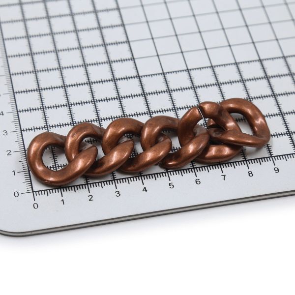 Цепь пластик 10 см, размер звена 26х24 мм, медь