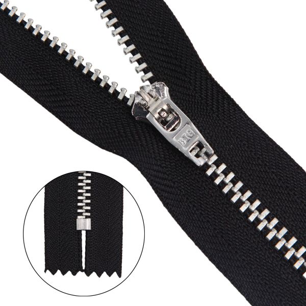 Молния металл джинсовая Т5 (5 мм) 1 зам., н/раз., 12 см, черный, 39053/12-Н, 10 шт