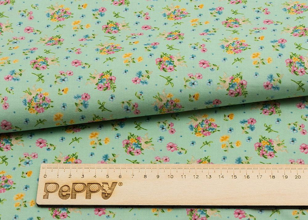 Ткань для пэчворка Peppy Нежная история, рулон 112 см / 5 метров, НИ-10 зеленый, Peppy