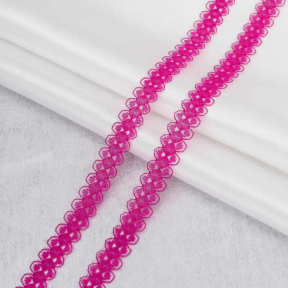 Кружево капроновое 15 мм, / 13.72 метра, ажурное, 21 фуксия