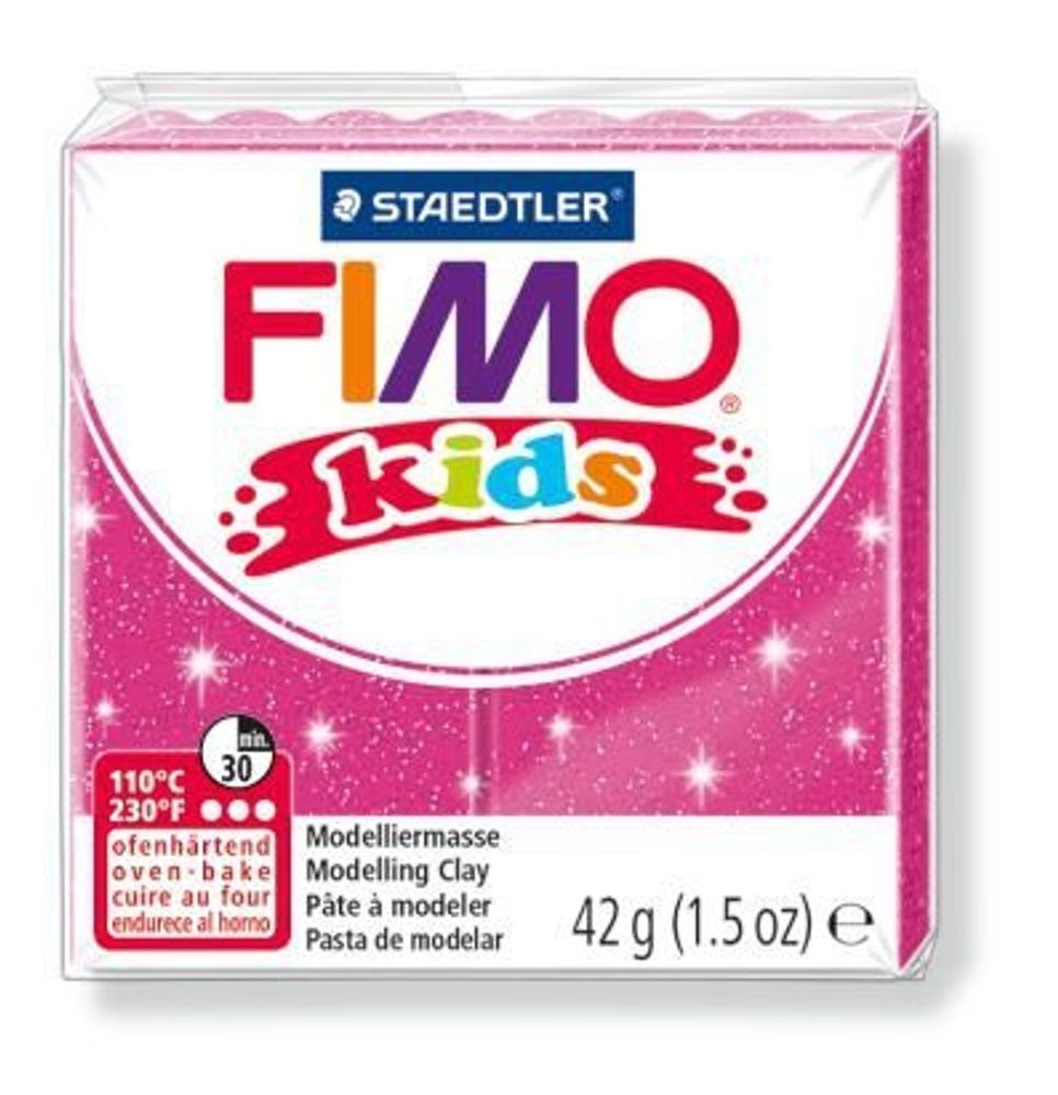 Полимерная глина для детей Fimo Kids, уп. 42 гр, цв. блестящий розовый, 8030-262