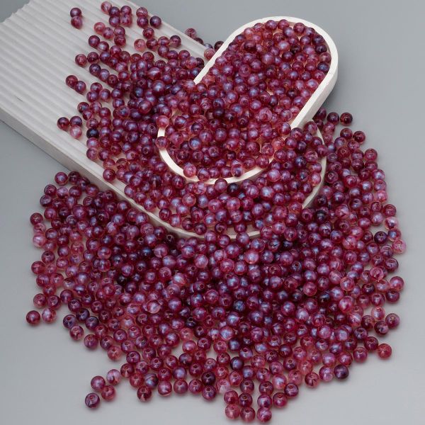 Бусины акрил ⌀10 мм, 500 г, дымка с АВ шиммером, круглые, AD045 бордовый, (7748708)2010 , Astra&Craft