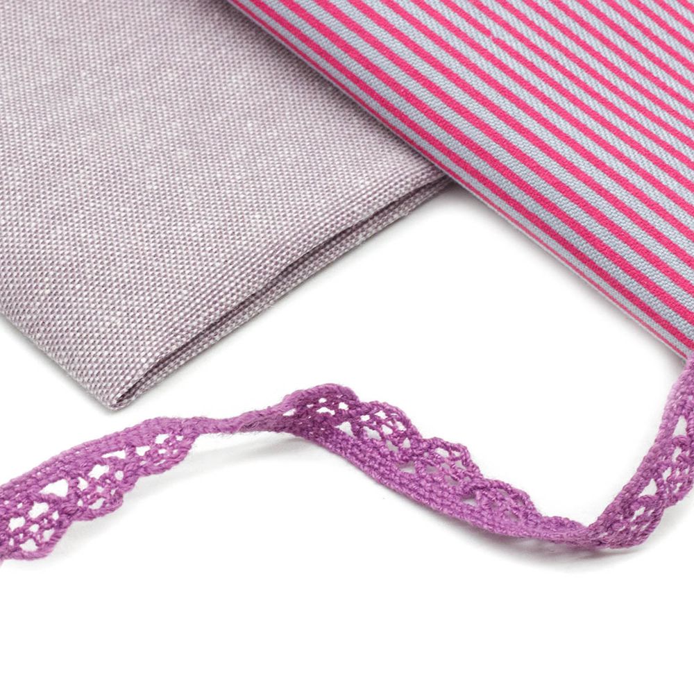 Ткань для рукоделия в наборе с тесьмой (865/511*6420, п/э 50*70см/50*70см*2м), сиреневый, 29386