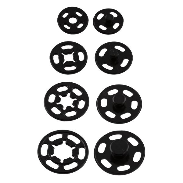 Кнопка пришивная пластик ⌀7, 10, 15, 20 мм, 40 шт, №02 черный, Gamma PKL-040