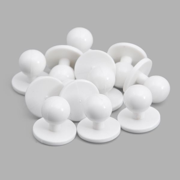 Пуговицы Пукли для поварских курток 12 шт, 10мм (d основания=18мм, h=16мм) (белый)