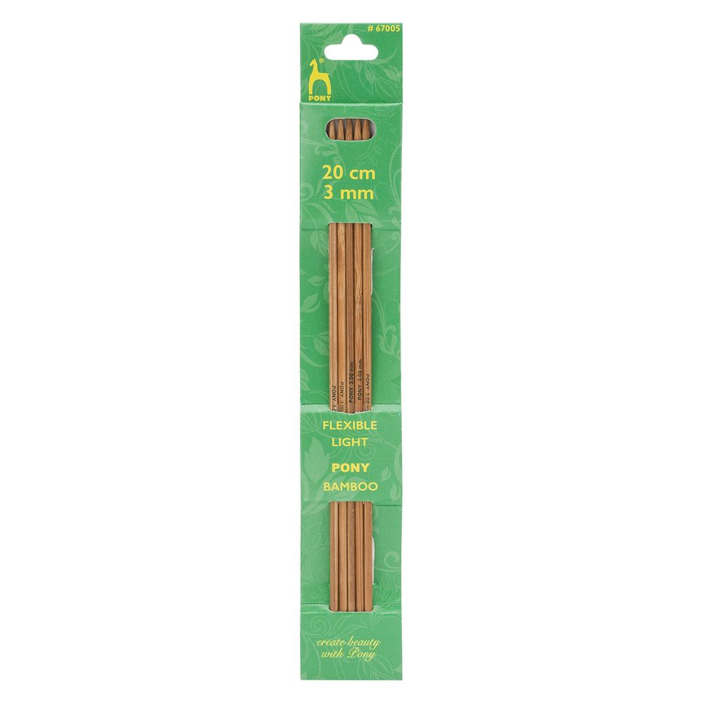 Спицы чулочные Pony Bamboo ⌀3.0 мм, 20 см, 5 шт, бамбук, 67005
