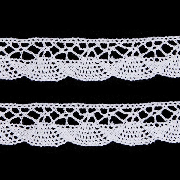 Кружево вязаное (тесьма) хлопковое 20 мм / 9.14 метров, белоснежный