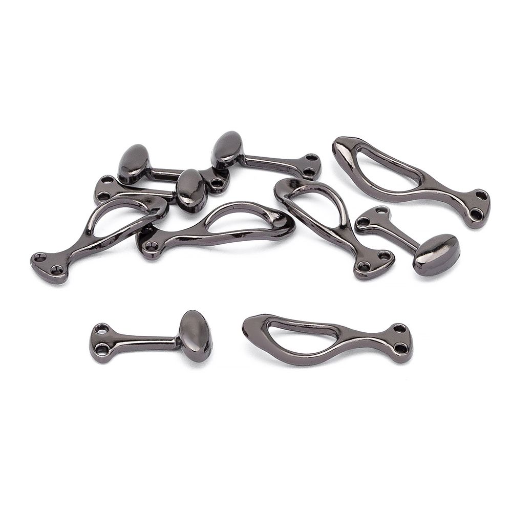 Крючки пришивные декоративные 36х10 мм, олово (чер.никель)), 6 шт