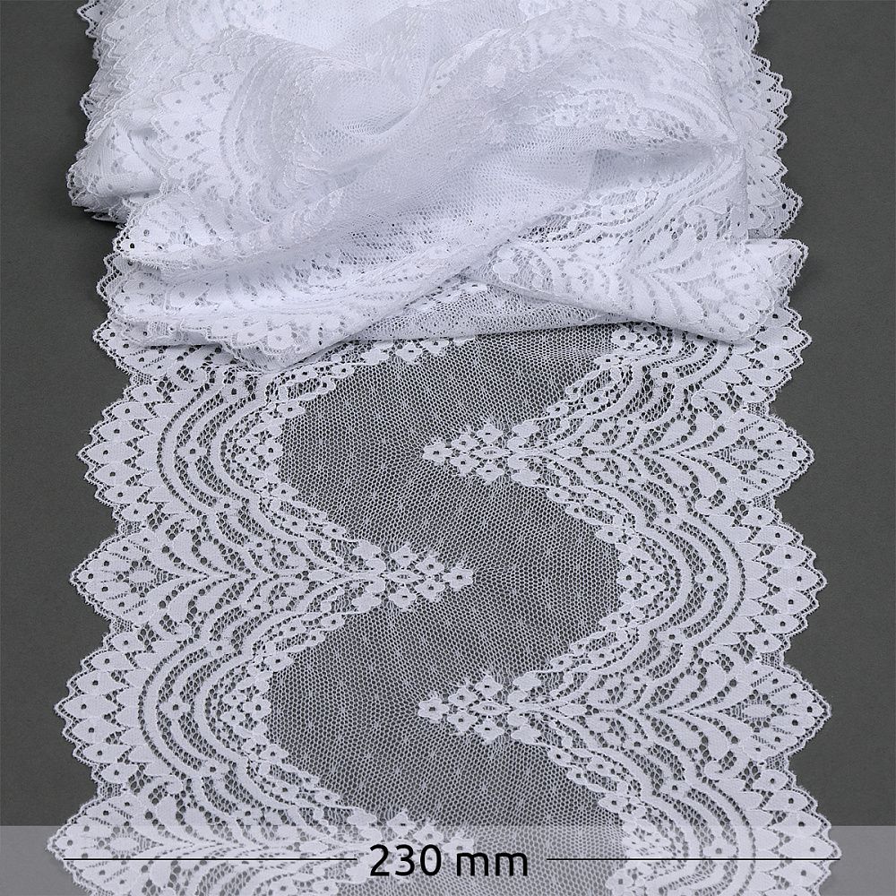 Кружево бельевое эластичное 230 мм / 3 м, 8036 цв.01 белый, Kruzhevo
