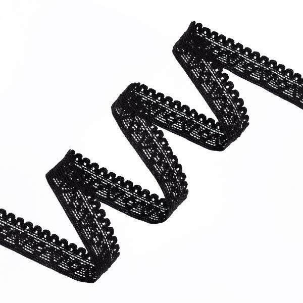 Резинка бельевая (ажурная) 12.0 мм / 25 метров, черный-1, Blitz DT-01