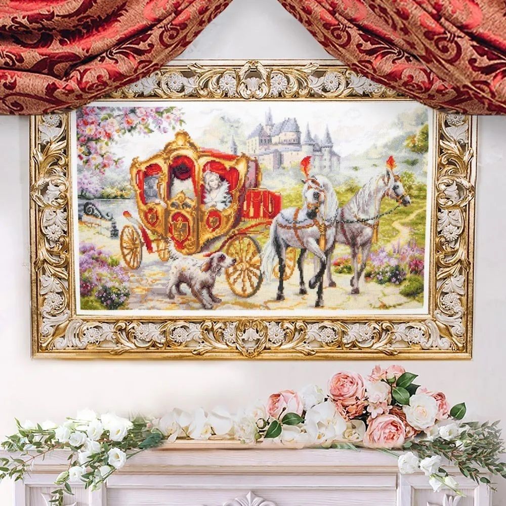 Набор для вышивания нитками Чудесная игла Premium, Тайное свидание 47х27 см