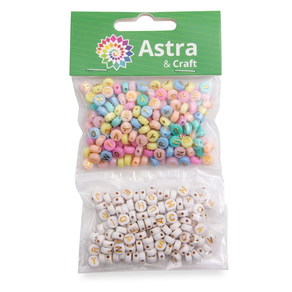 Бусины пластик набор Английские буковки, 2х20гр Astra&amp;Craft, CN2038-6586