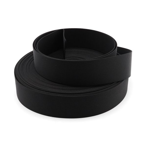 Стропа (ременная лента) 38 мм / 25 метров, толщ. 1.0 мм, [28 г/пог.м], 100% нейлон, черный