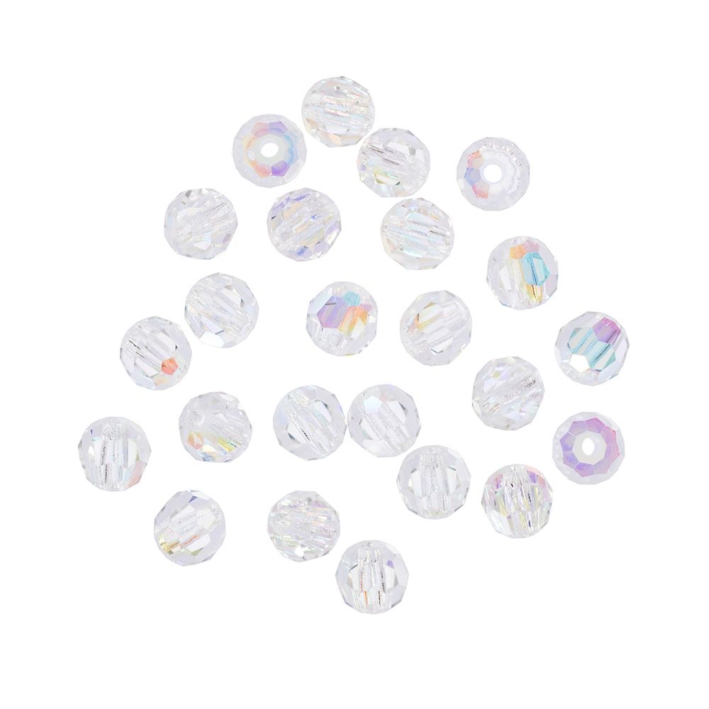 Бусины стекло ⌀4 мм, 24 шт, перламутр/crystal AB, Preciosa 451-19-602