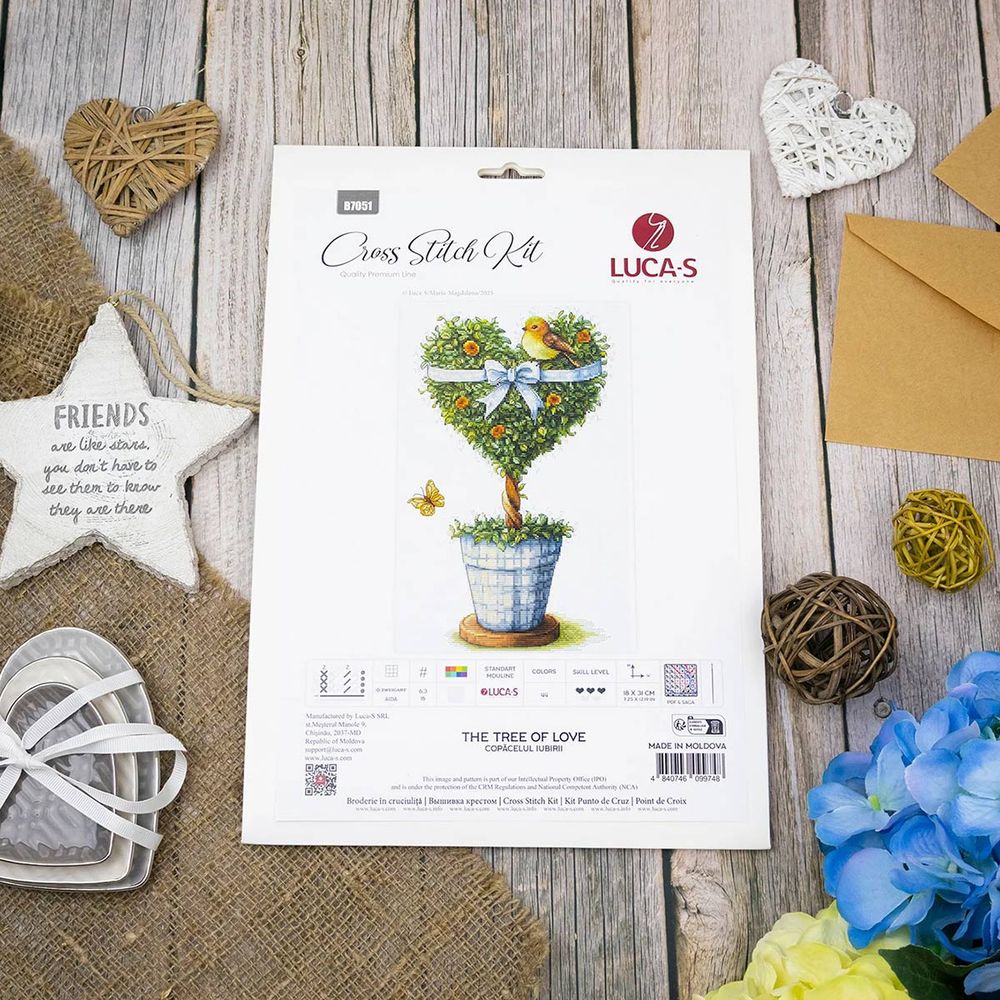 Набор для вышивания нитками Luca-S B7051, Дерево любви, 18х31см