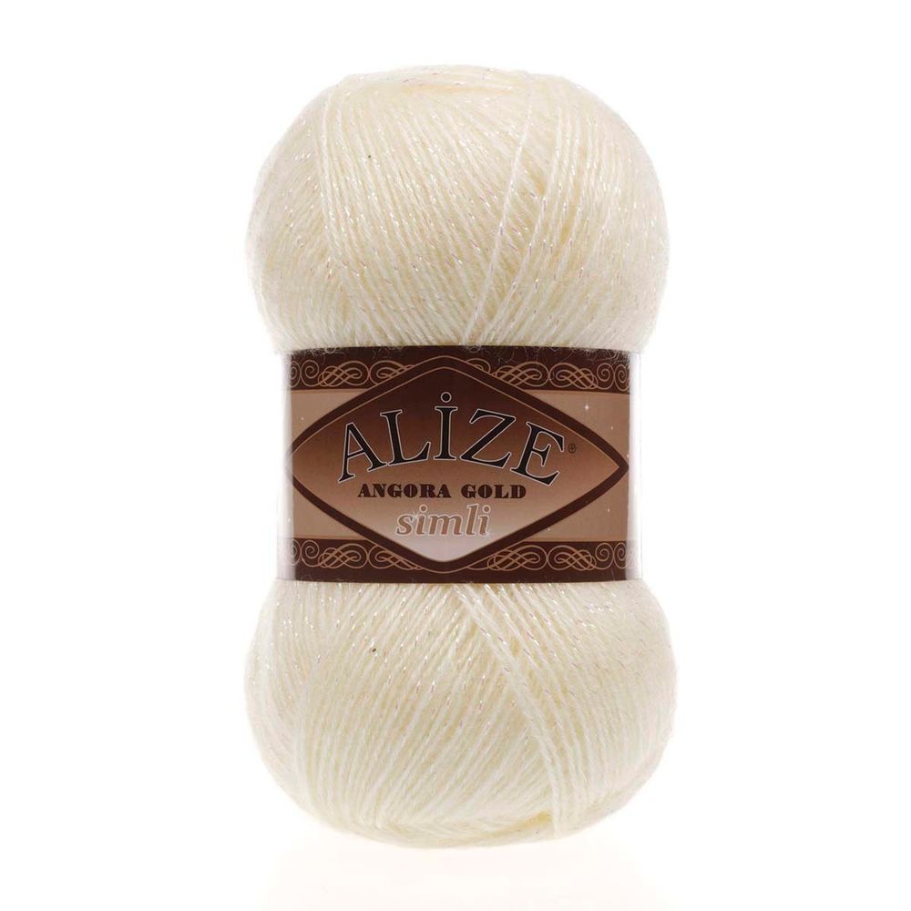 Пряжа Alize (Ализе) Angora Gold Simli / уп.5 мот. по 100 г, 500м, 067 экрю A