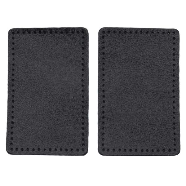 Заплатки пришивные из кожи, прямоугольник 6х9,6см с перфорацией, 2 шт, 100% кожа, 01 черный, 9113