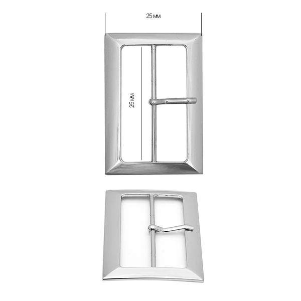 Пряжка ременная металл 25 мм (внешн. 25х32 мм), 20 шт, цв. Никель