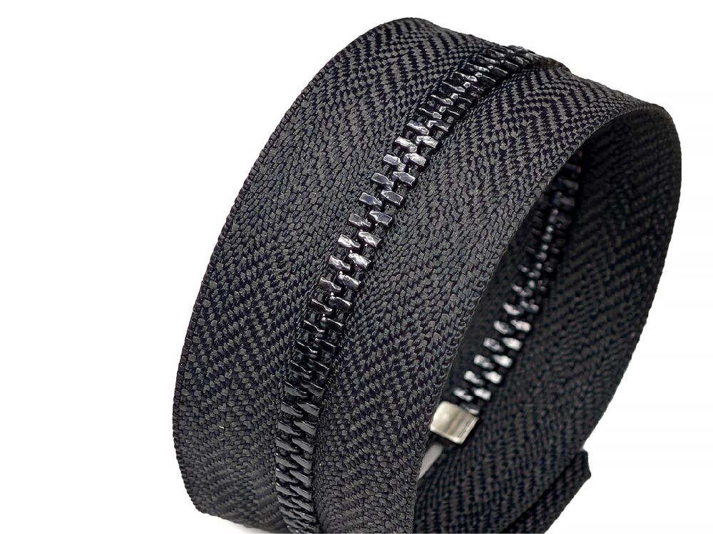 Молния металл (цв.SBS) джинсовая Т3 (3 мм) 1 зам., н/раз., 12 см, S-417 т.серый (звено: т.никель), уп.100 шт