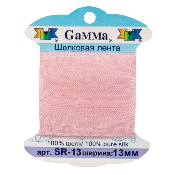 Лента (тесьма) шелковая 13.0 мм / 9.1±0.5 метров, 066 бл. розовый, Gamma SR-13