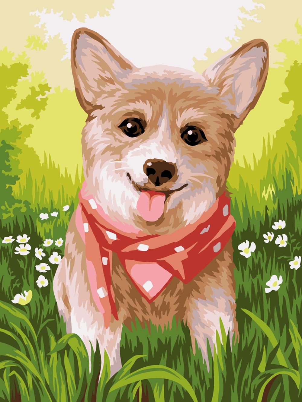 Картина по номерам Фрея PKZ/PM-058, Корги в бандане, (на картоне) 40х30 см