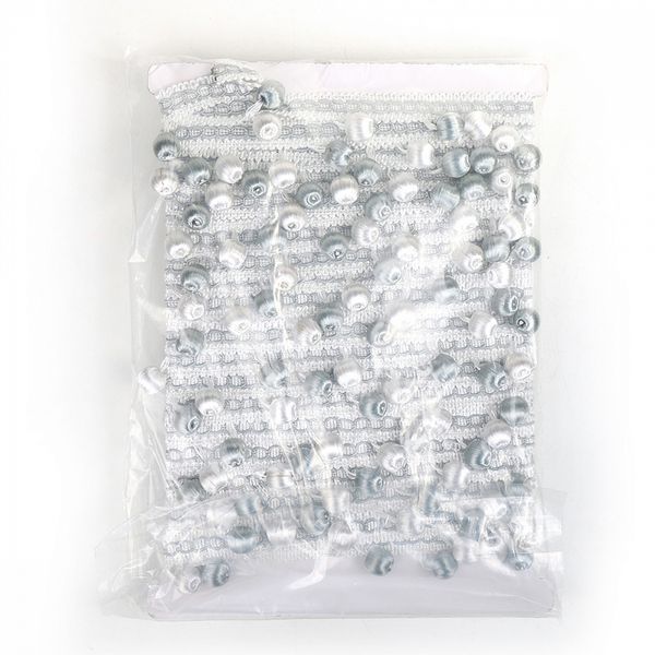 Бахрома отделочная 40.0 мм / 10 метров, 6152-0332, цв.белый+серый 6475