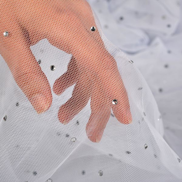 Фатин со стразами 150 см / 15 метров, 231.1-14, цв.белый