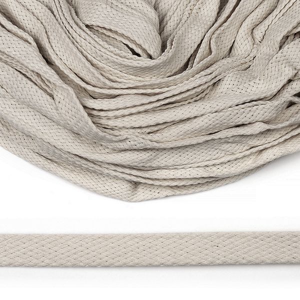 Шнур плоский х/б ⌀12.0 мм, турецкое плетение цв.003 лен уп.50 м