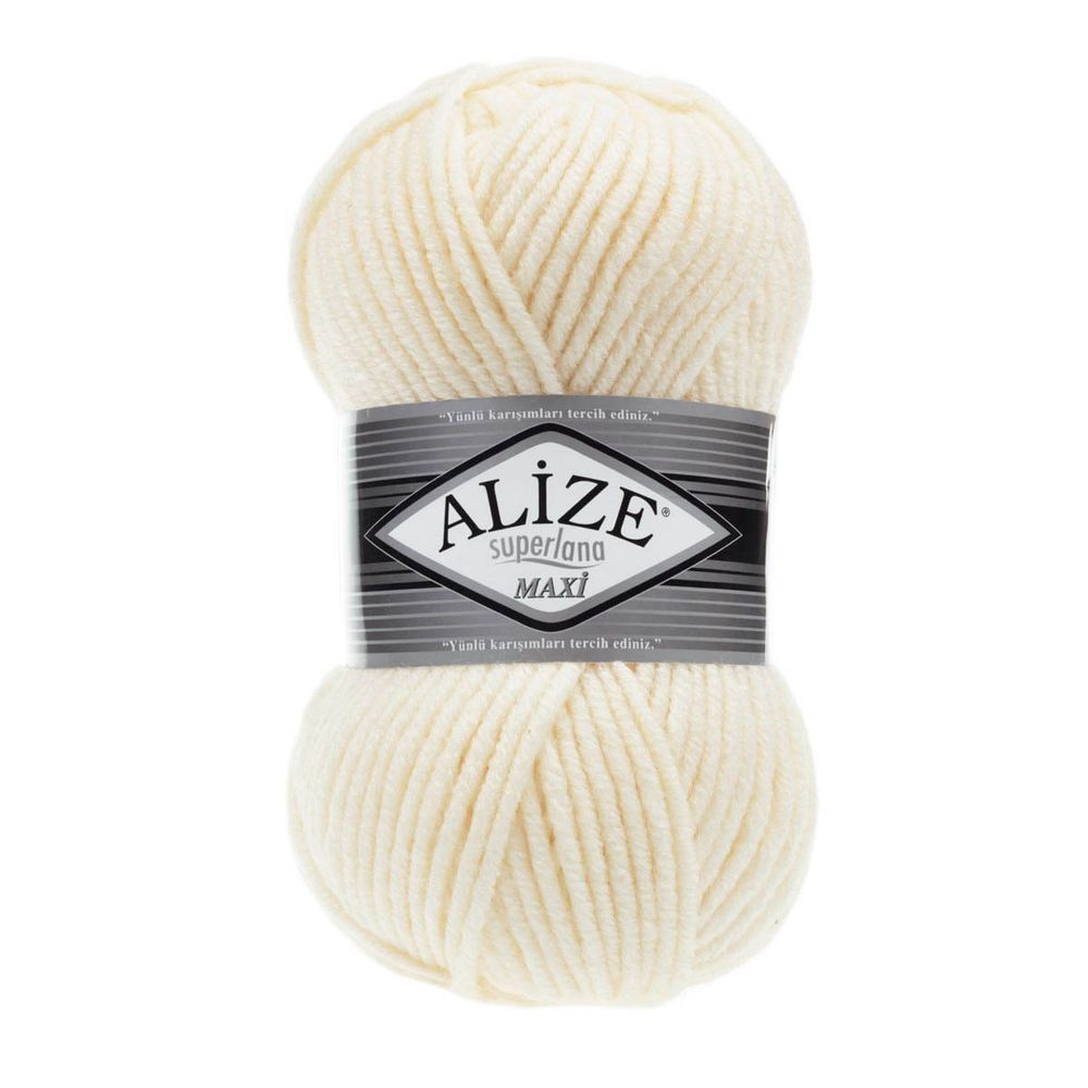 Пряжа Alize (Ализе) Superlana Maxi / уп.5 мот. по 100 г, 100м, 001 молочный A