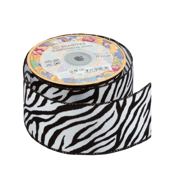 Лента декоративная 63 мм / 10±1 метров, 053 белый/черный, Blumentag LRW-08