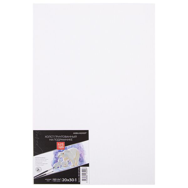 Холст грунтованный на подрамнике 20х30 см, 260 г/м², мелкозернистый, Аква-колор IZO-CGP-2030
