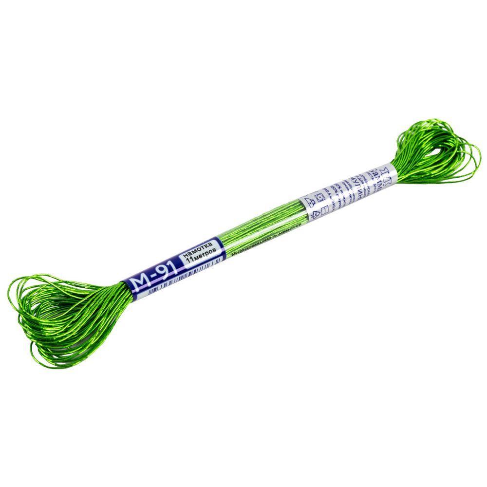 Мулине Gamma металлик JT 12 мотков по 11 метров, M-91 салатовый, Gamma MOULINE