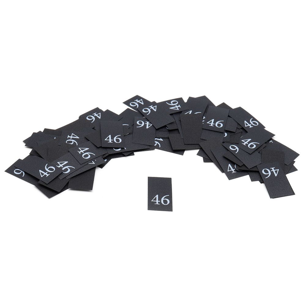 Этикетка-размерник 10х20мм, 100 шт/упак, черный фон/белый шрифт (MN) (46)