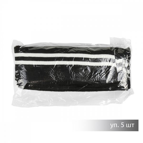 Подвяз (довяз) трикотажный 6.0х80 см, черный с белыми полосами, 100% п/э, 5 штук