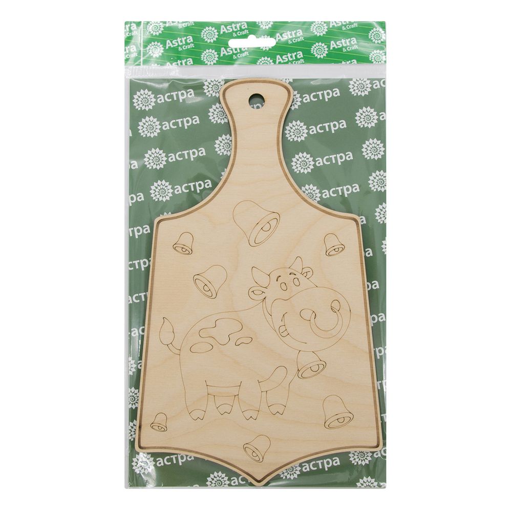 Заготовка для декорирования Доска Бычок и колокольчики 26,5х16х0,6см, Астра