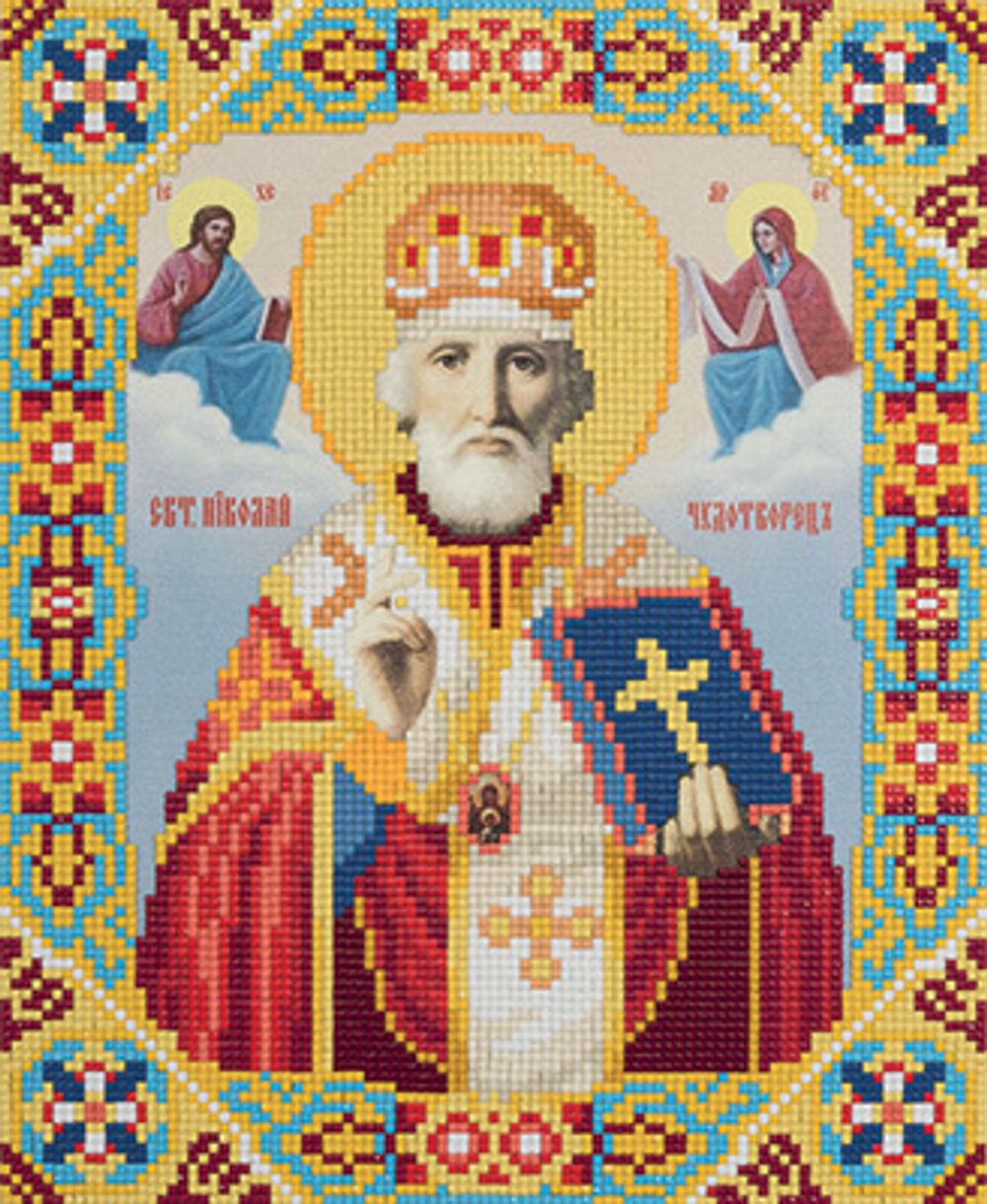 Алмазная (кристальная) мозаика Фрея, Икона Святителя Николая Чудотворца, 27х22 см