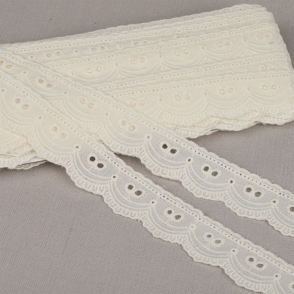 Кружево шитьё хлопок.9772 25 мм, цв.F102 молочный, уп.13.71м, Kruzhevo