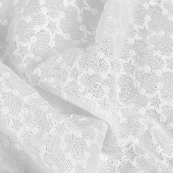 Ткань шитьё (прошва) 100 г/м², 150 см / 2 метра, TBY.Emb.8228.1.2, цв.01 белый