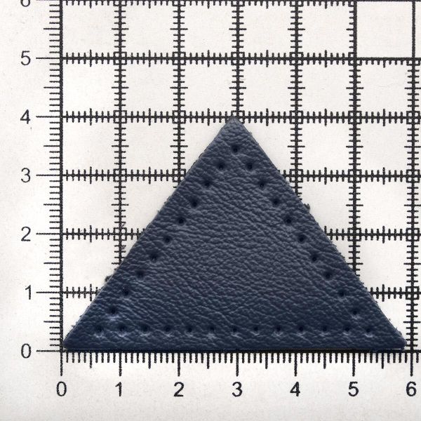 Заплатки пришивные из кожи, треугольник равнобедр., стор. 5см, с перфорацией, 2 шт, 100% кожа, 05 темно-синий, 9901