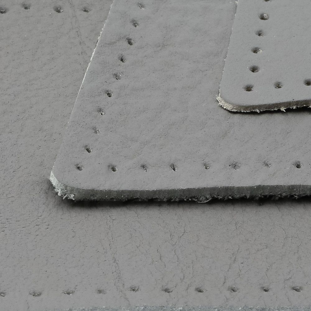 Набор заплаток пришивных из кожи, ромб 4х5,6см, 6х8,4см, 8х11,2см, с перфорацией, 3 шт (07 серый), 9405